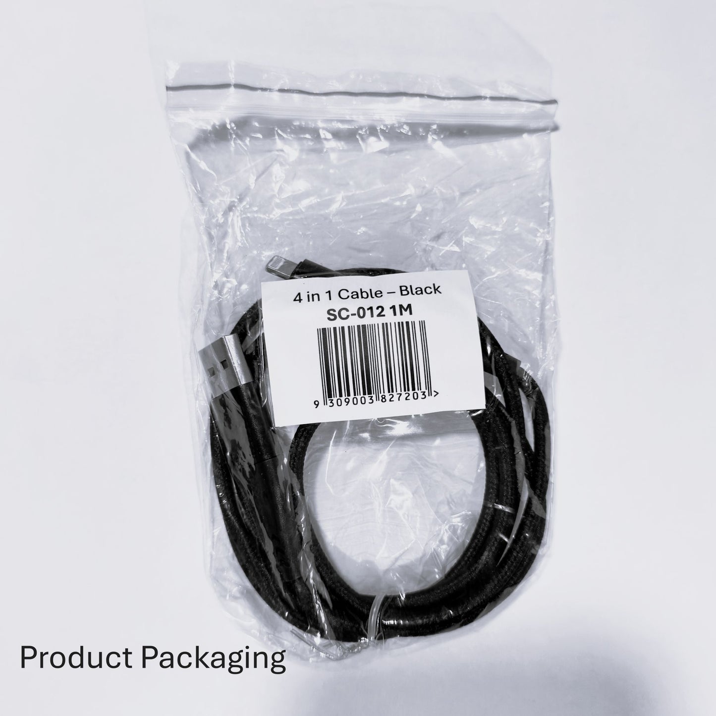 4 in 1 Cable USB-C to USB-C with connectors for USB-A and Lightning
