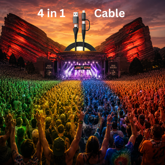 4 in 1 Cable USB-C to USB-C with connectors for USB-A and Lightning