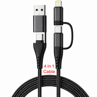 compare product 4 in 1 Cable USB-C to USB-C with connectors for USB-A and Lightning