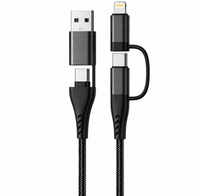4 in 1 Cable USB-C to USB-C with connectors for USB-A and Lightning